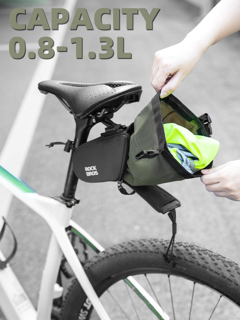 Load image into Gallery viewer, ROCKBROS Bike Saddle Bag, Bike Seat Bag With Bucket Quick Release 0.8-1.3L
