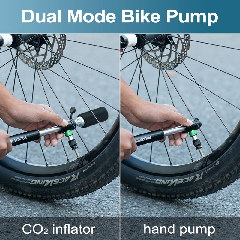 Load image into Gallery viewer, ROCKBROS Mini Hand Bike Tire Pump Dual Mode CO2 or Manual 110PSI
