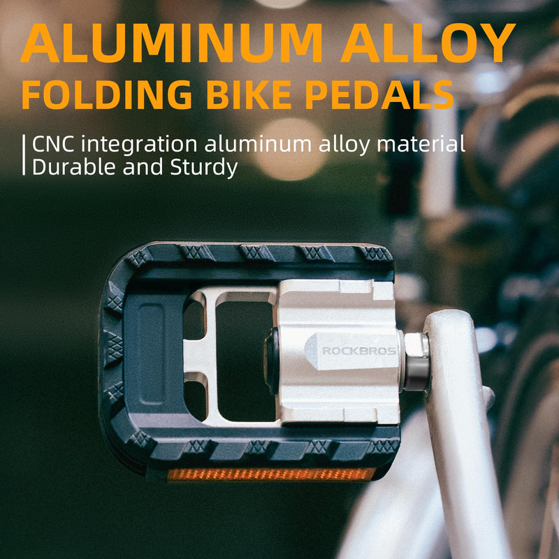 Load image into Gallery viewer, ROCKBROS Aluminum Alloy Foldable Bike Pedals 9/16 with Lightweight Reflective Strips Non-Slip
