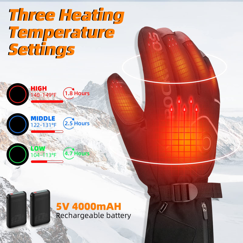 Load image into Gallery viewer, ROCKBROS Heated Gloves, Rechargeable Winter Touchscreen Gloves for Cycling, Skiing, Motorcycling
