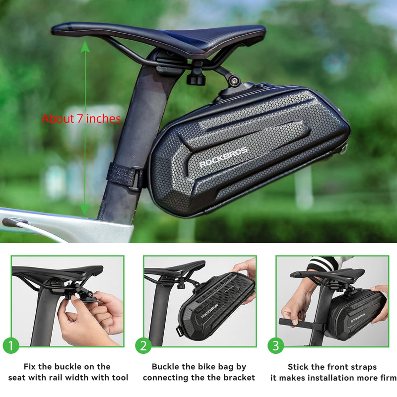 Load image into Gallery viewer, ROCKBROS Bike Bicycle 1.7L Saddle Seat Bag 3D Hard Shell with Silver Reflective Strip
