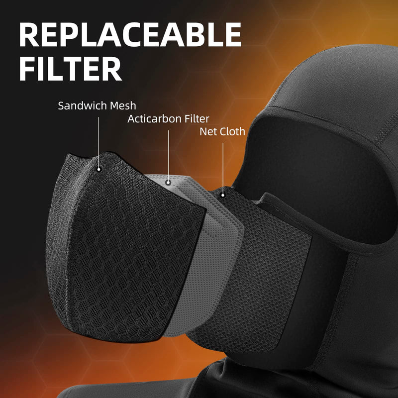Load image into Gallery viewer, ROCKBROS Balaclava Ski Mask with Zipper Waterproof Winter Fleece Hood Black
