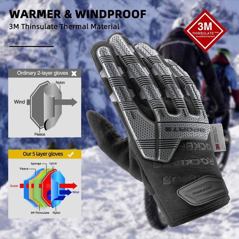 Load image into Gallery viewer, ROCKBROS Winter Touchscreen Motorcycle Gloves with Palm Padding &amp; Knuckle Protection
