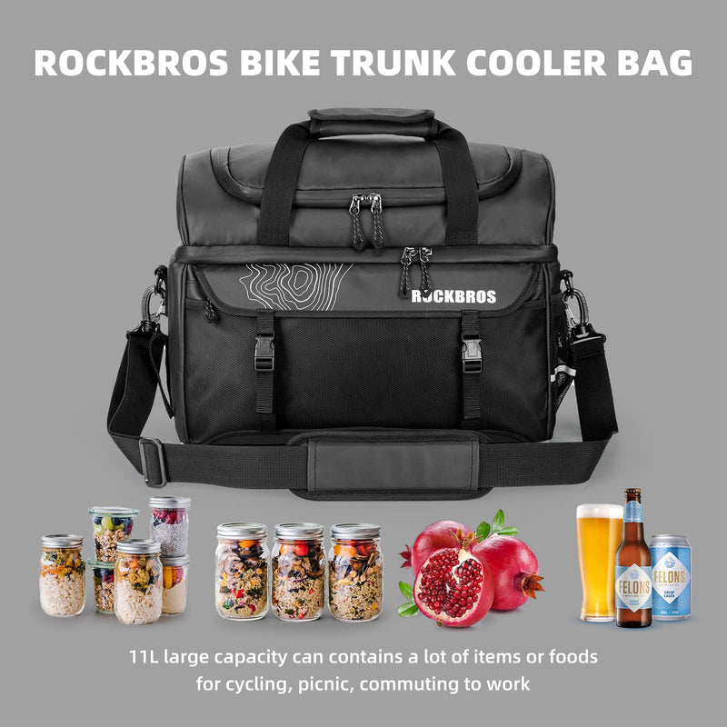 Load image into Gallery viewer, ROCKBROS Bike Trunk Cooler Bag Bicycle Rack Rear Seat Carrier Insulated Panniers 11L
