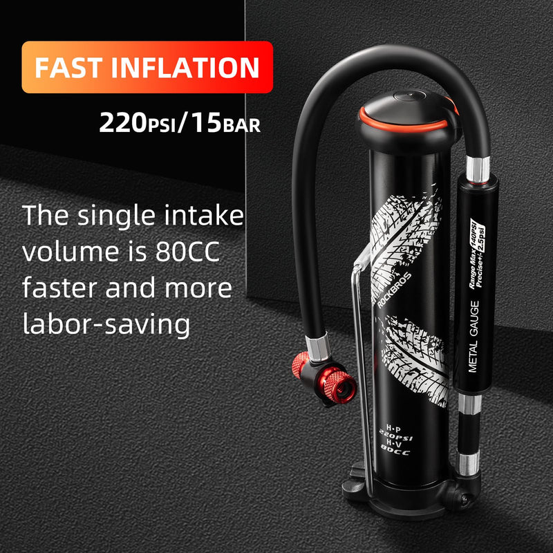Load image into Gallery viewer, ROCKBROS Mini Portable Bike Pump with Hidden Gauge 220PSI

