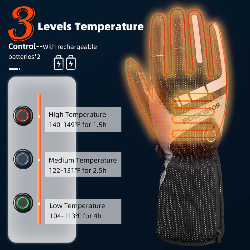 Load image into Gallery viewer, ROCKBROS Rechargeable Heated Gloves 4000mAh Touchscreen Windproof Thermal
