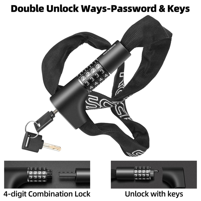 Load image into Gallery viewer, ROCKBROS 3.2FT Heavy Duty Bike Chain Lock Anti-Theft Security Lock Resettable Combination 2 Keys

