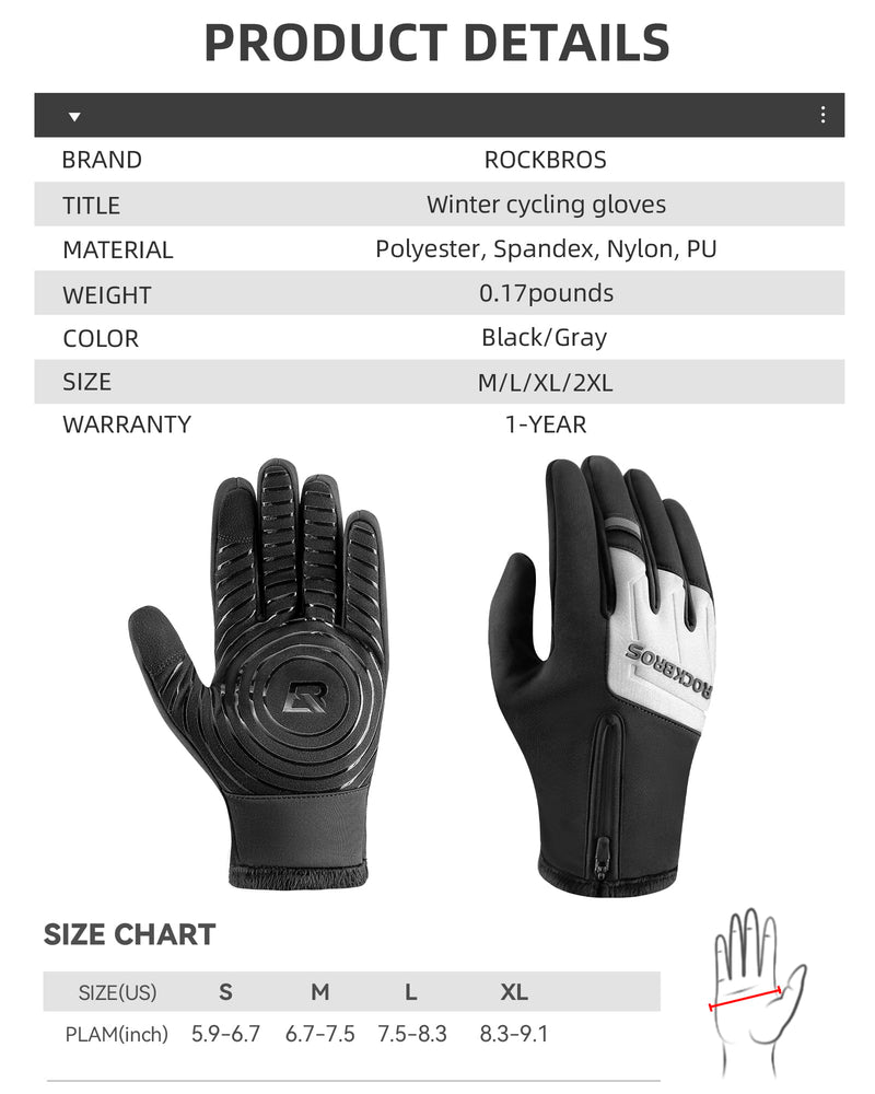 Load image into Gallery viewer, ROCKBROS Winter Cycling Thermal Running Ski Touchscreen Snow Gloves for Outdoor Sports
