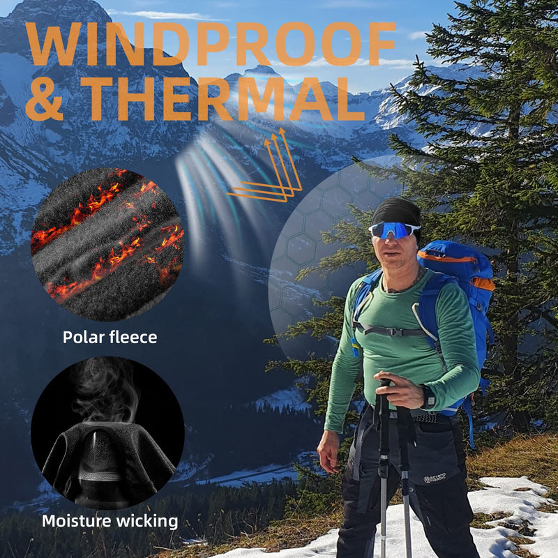 Load image into Gallery viewer, ROCKBROS Skull Cap Men's Winter Cycling Cap Windproof Warm Fleece Thermal Hat Helmet Liner Caps Black for Hiking Skiing Riding
