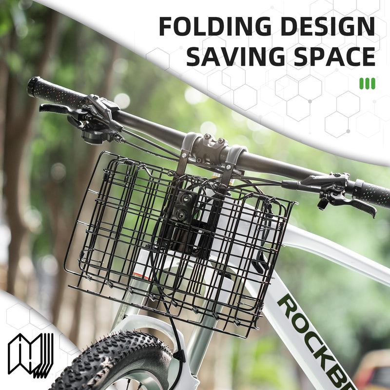 Load image into Gallery viewer, ROCKBROS Sturdy Folding Bike Basket Easy Install for Scooter, Mountain Bike Beach Cruiser
