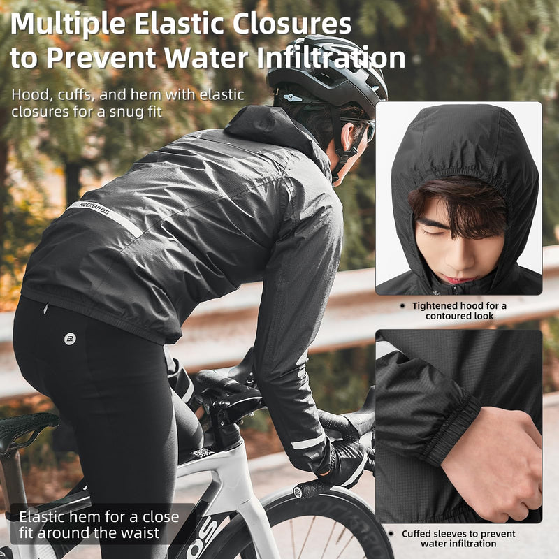 Load image into Gallery viewer, ROCKBROS Men's Waterproof Cycling Rain Jacket with Hood, Lightweight Reflective
