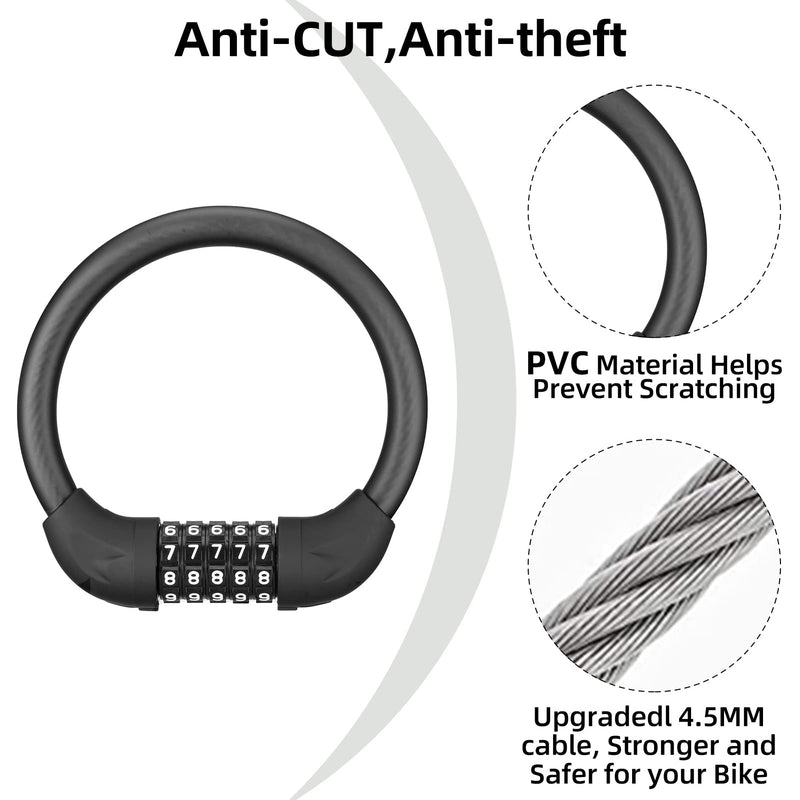 Load image into Gallery viewer, ROCKBROS 5-Digit Combination Bike Lock Lightweight Anti-Theft Cable Black
