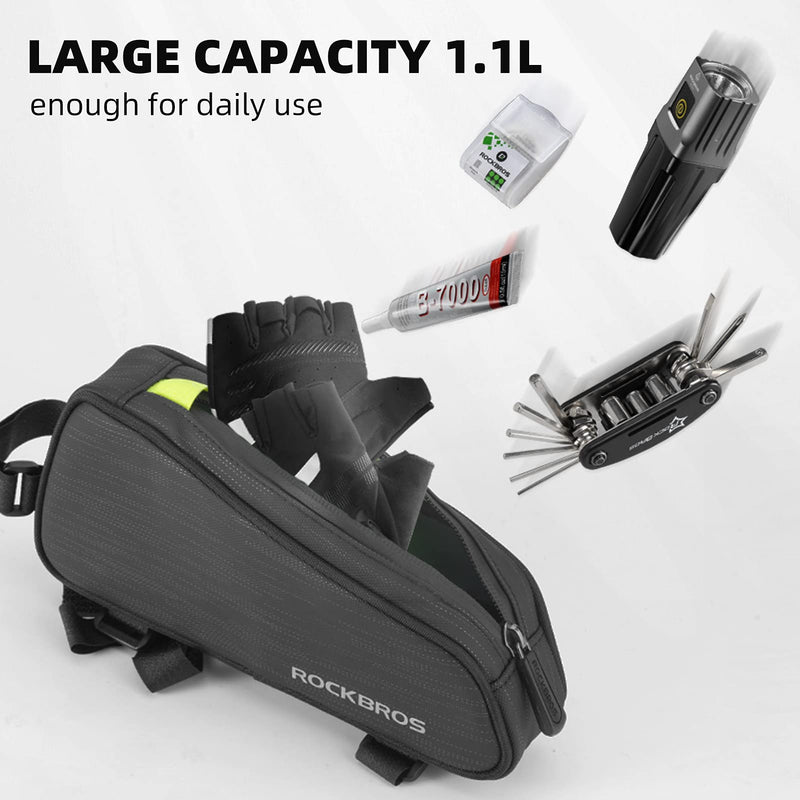 Load image into Gallery viewer, ROCKBROS Top Tube Bike Bag Bike Frame Bag Pouch Pack Cycling Accessories Fit 6.5”
