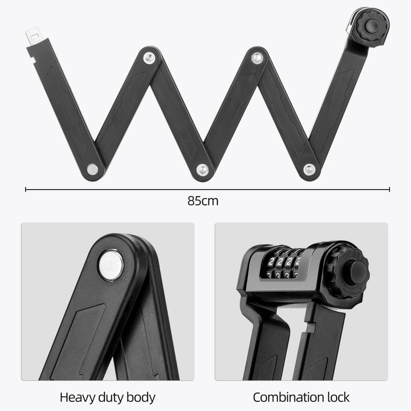 Load image into Gallery viewer, ROCKBROS Folding Bike Lock Heavy Duty Anti-Theft 4-Digit Combination Lock with Mount
