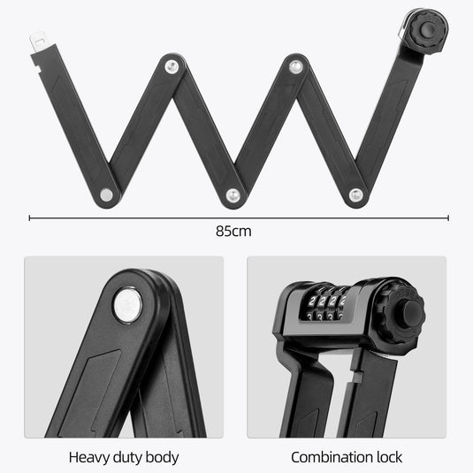 ROCKBROS Folding Bike Lock Heavy Duty Anti-Theft 4-Digit Combination Lock with Mount