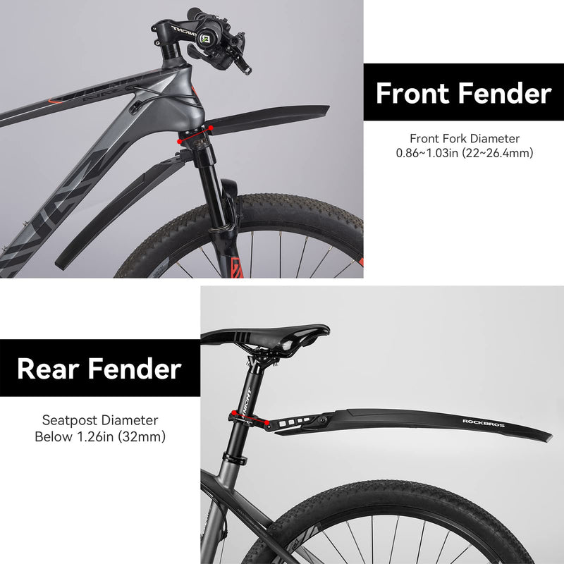 Load image into Gallery viewer, ROCKBROS Adjustable MTB Mud Guards Front &amp; Rear Splash Guard
