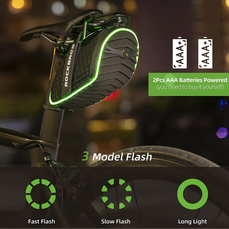 Load image into Gallery viewer, ROCKBROS Bike Seat Bag with LED Light, Waterproof, 3D Shell, and Rain Cover
