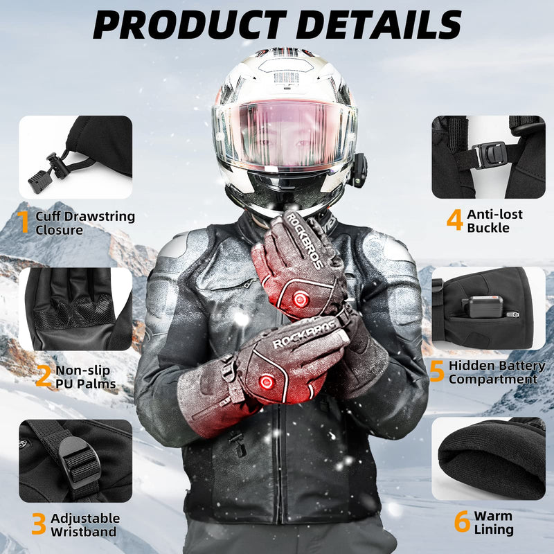 Load image into Gallery viewer, ROCKBROS Heated Gloves, Rechargeable Winter Touchscreen Gloves for Cycling, Skiing, Motorcycling
