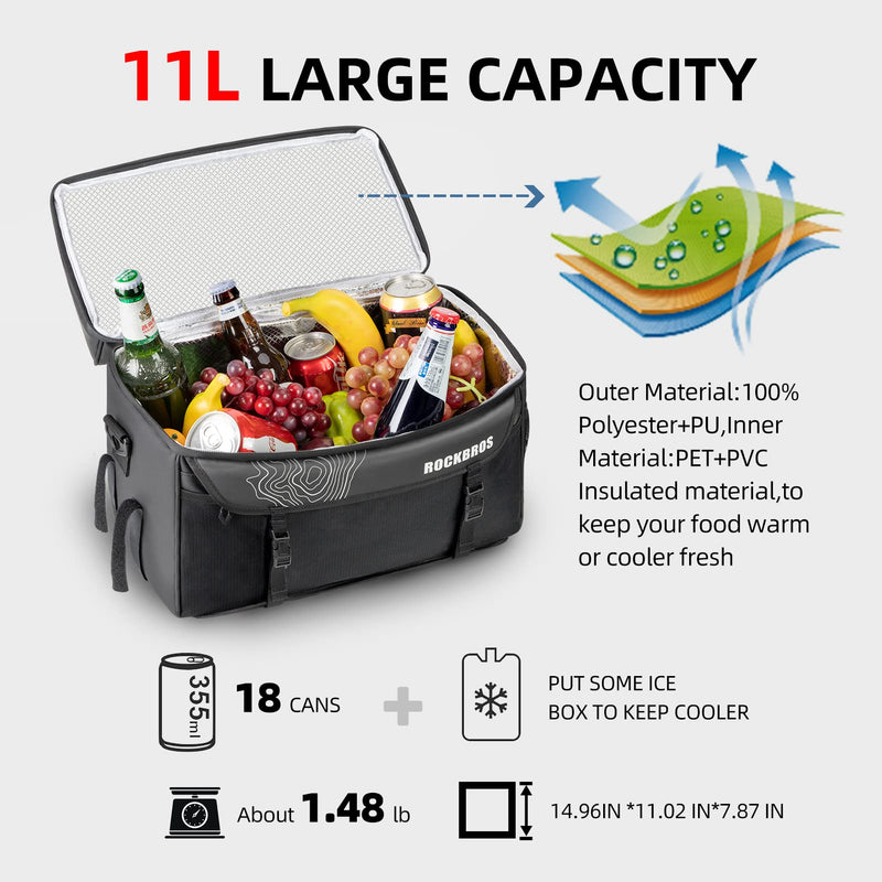 Load image into Gallery viewer, ROCKBROS Bike Trunk Cooler Bag Bicycle Rack Rear Seat Carrier Insulated Panniers 11L
