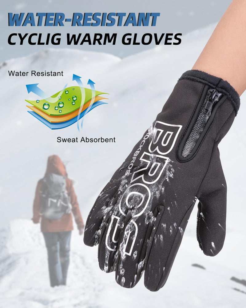 Load image into Gallery viewer, ROCKBROS Winter Cycling Gloves, Water-Resistant, Touch Screen, Anti-Slip Full Finger Gloves
