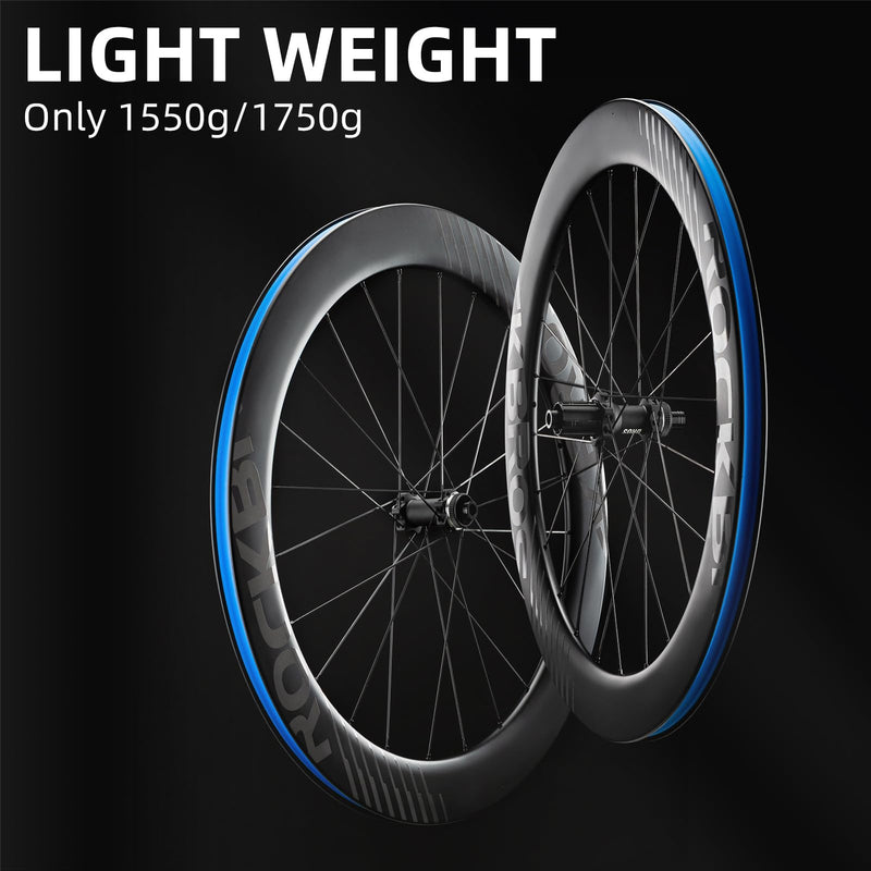 Load image into Gallery viewer, ROCKBROS 700c Carbon Fiber Disc Rim 38/50/65 mm  1.6-1.7 kg Clincher Wheelset
