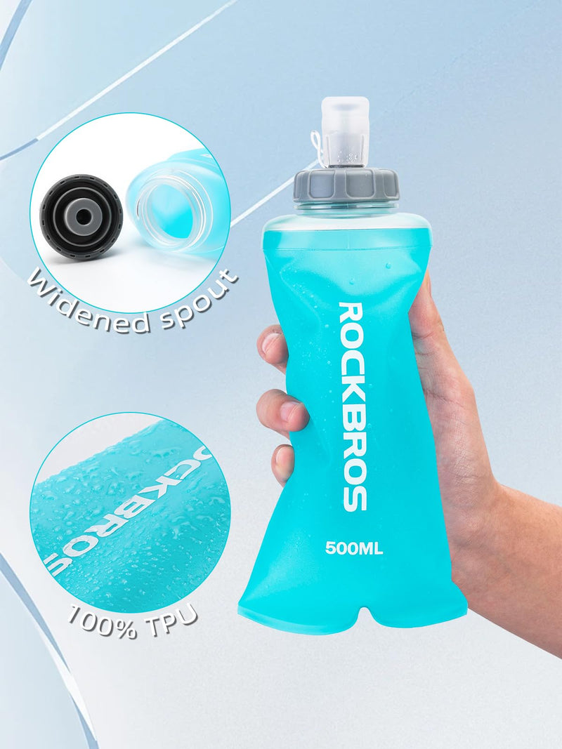 Load image into Gallery viewer, ROCKBROS 500ml Collapsible Soft Flask Flexible Water Bottle for Running, Hiking, Cycling Skiing

