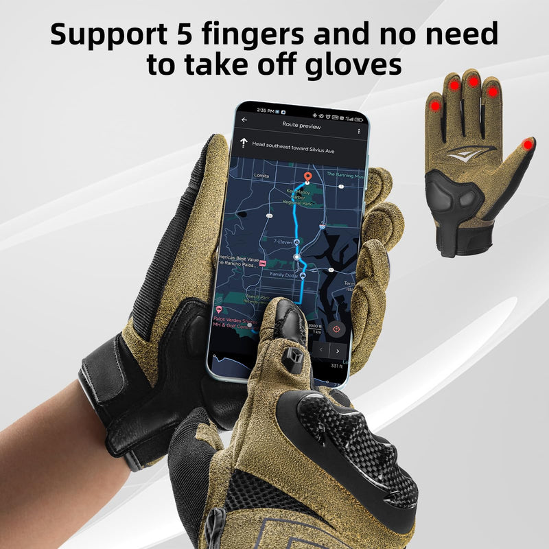 Load image into Gallery viewer, ROCKBROS Touchscreen Motorcycle Gloves, Full Finger Gear with Hard Carbon Fiber Shell
