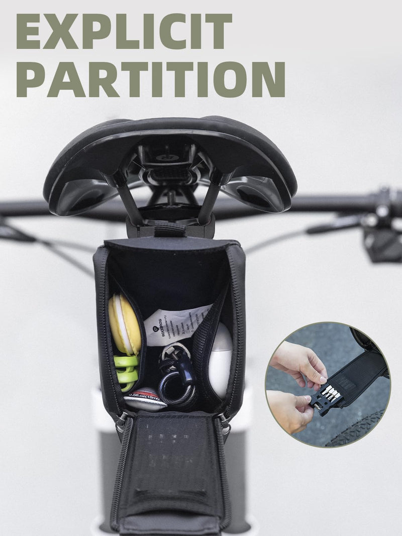 Load image into Gallery viewer, ROCKBROS Bike Saddle Bag, Bike Seat Bag With Bucket Quick Release 0.8-1.3L
