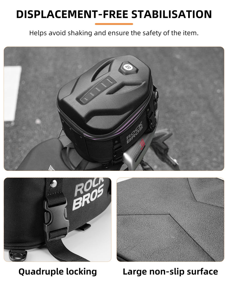 Load image into Gallery viewer, ROCKBROS Waterproof Tail Motorcycle Tail Rear Seat Bag 12.5L Storage Backpacks Hard Shell
