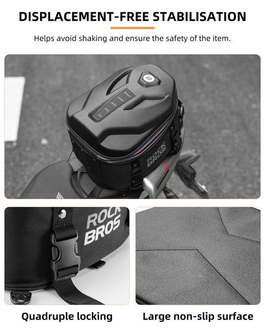 ROCKBROS Waterproof Tail Motorcycle Tail Rear Seat Bag 12.5L Storage Backpacks Hard Shell
