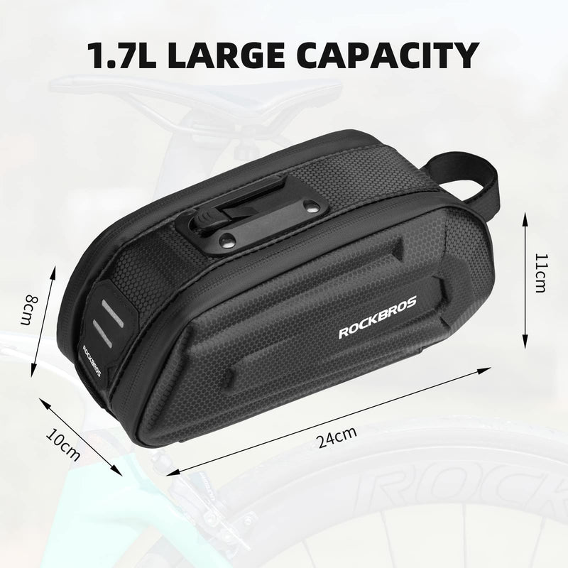 Load image into Gallery viewer, ROCKBROS Bike Bicycle 1.7L Saddle Seat Bag 3D Hard Shell with Silver Reflective Strip
