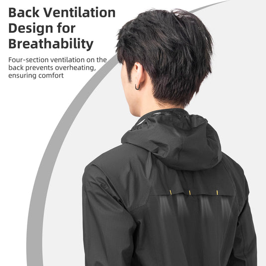 ROCKBROS Men's Waterproof Cycling Rain Jacket with Hood, Lightweight Reflective