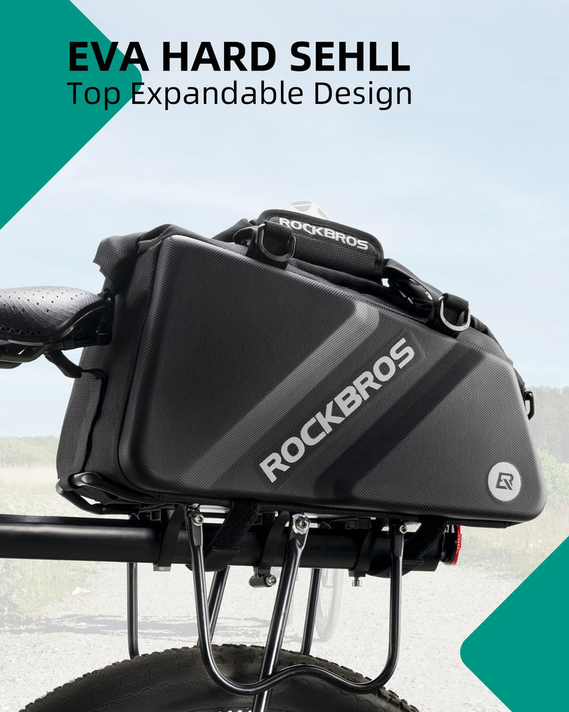 Load image into Gallery viewer, ROCKBROS Bike Trunk Bag Top Expandable Rear Rack Bag, EVA Hard Shell

