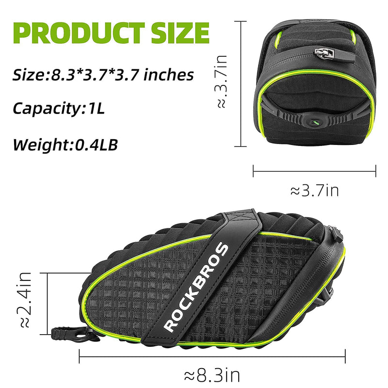 Load image into Gallery viewer, ROCKBROS Bike Seat Bag with LED Light, Waterproof, 3D Shell, and Rain Cover
