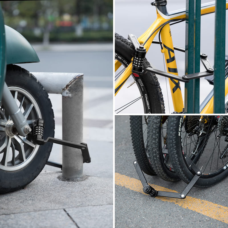 Load image into Gallery viewer, ROCKBROS Folding Bike Lock Heavy Duty Anti-Theft 4-Digit Combination Lock with Mount
