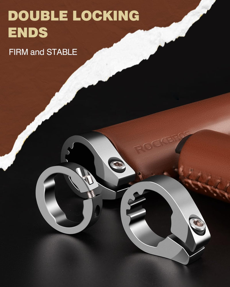 Load image into Gallery viewer, ROCKBROS Leather Vintage Mountain Bike Folding Bike Handlebar Grips 22.2mm

