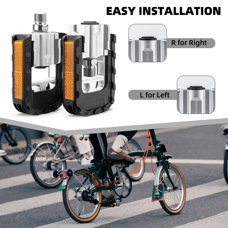 Load image into Gallery viewer, ROCKBROS Aluminum Alloy Foldable Bike Pedals 9/16 with Lightweight Reflective Strips Non-Slip
