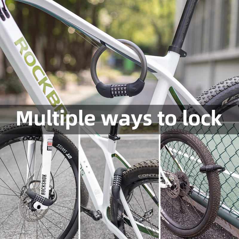 Load image into Gallery viewer, ROCKBROS 5-Digit Combination Bike Lock Lightweight Anti-Theft Cable Black
