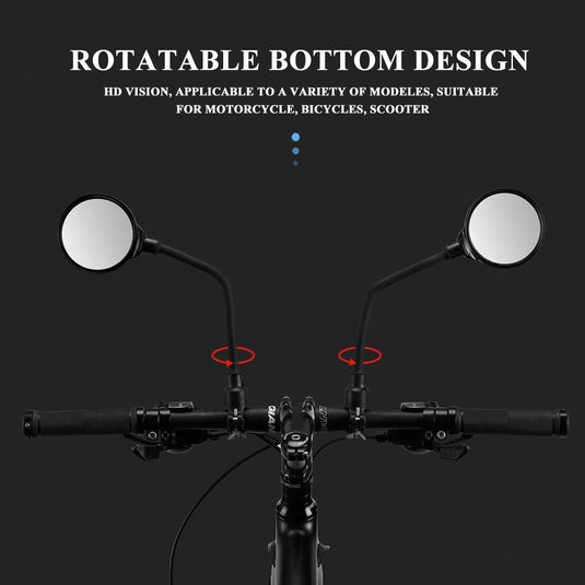 ROCKBROS 360° Adjustable HD Bike Mirror, Wide Angle Convex for Men Women