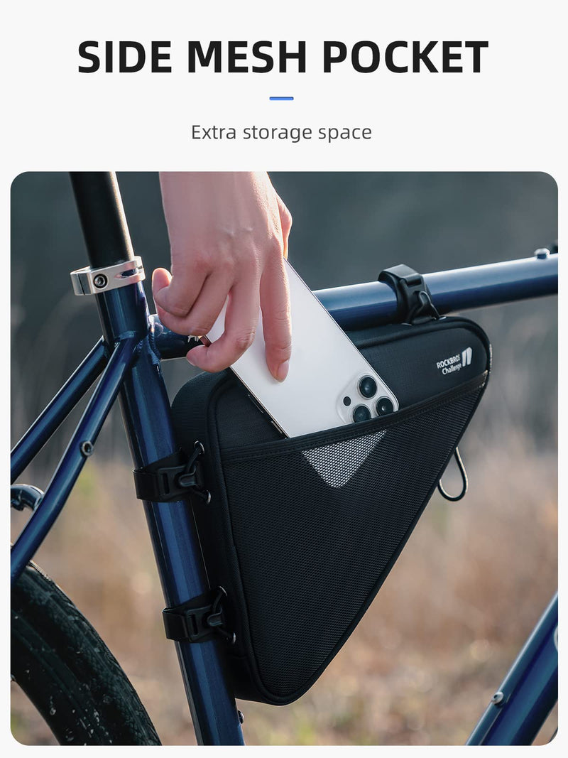Load image into Gallery viewer, ROCKBROS Reflective Bike Frame Bag with Mesh Side Pockets, 1.5L
