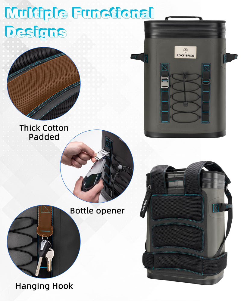 Load image into Gallery viewer, ROCKBROS Backpack Cooler 36 Can Insulated Portable Cooler Waterproof Soft Cooler
