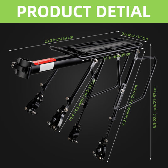 ROCKBROS Quick Release Rear Bike Cargo Rack, 55LB Capacity for 26”-29” MTB  E-Bikes