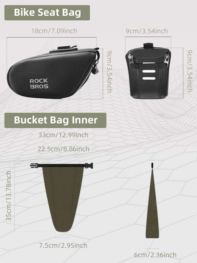 Load image into Gallery viewer, ROCKBROS Bike Saddle Bag, Bike Seat Bag With Bucket Quick Release 0.8-1.3L
