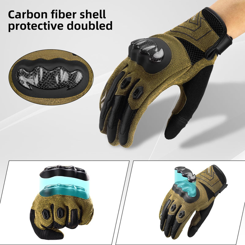 Load image into Gallery viewer, ROCKBROS Touchscreen Motorcycle Gloves, Full Finger Gear with Hard Carbon Fiber Shell
