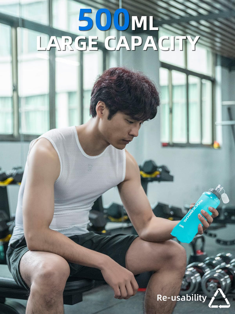 Load image into Gallery viewer, ROCKBROS 500ml Collapsible Soft Flask Flexible Water Bottle for Running, Hiking, Cycling Skiing
