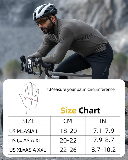 ROCKBROS Full Finger Cycling Gloves, Motorcycle Mountain Bike Gloves for Men