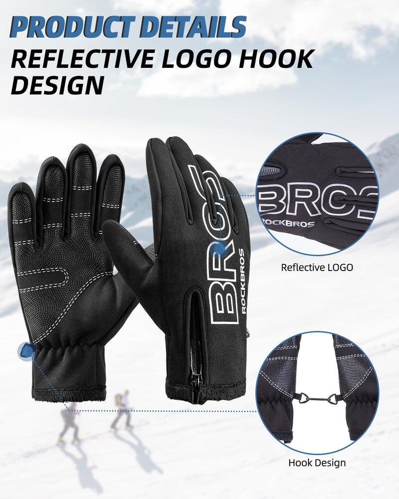 Load image into Gallery viewer, ROCKBROS Winter Cycling Gloves, Water-Resistant, Touch Screen, Anti-Slip Full Finger Gloves
