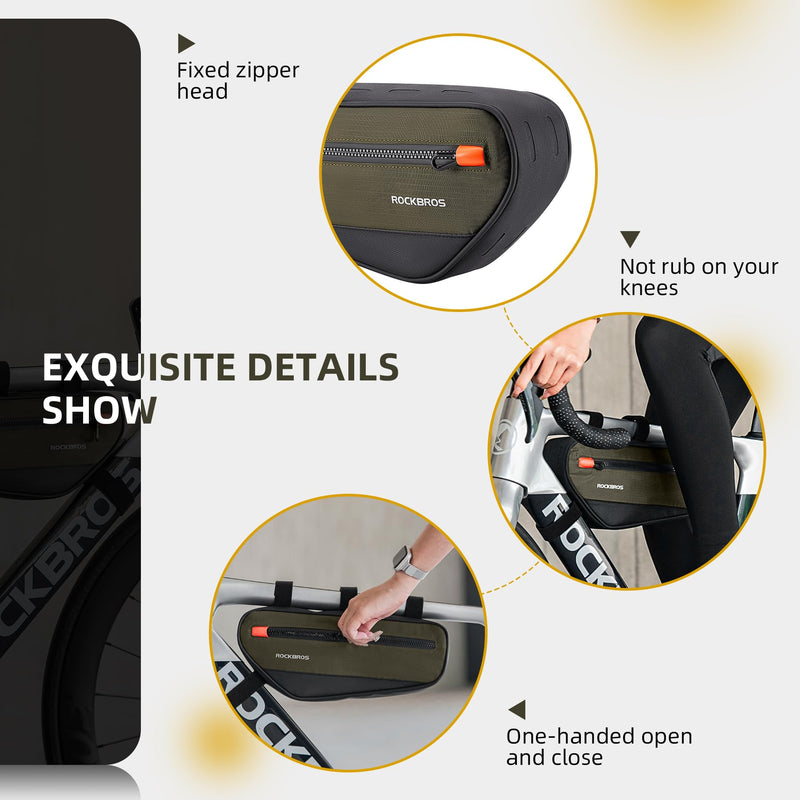 Load image into Gallery viewer, ROCKBROS Bike Frame Bag Bike Handlebar Bag Bike Bag with Large Opening Zippers 1.5L
