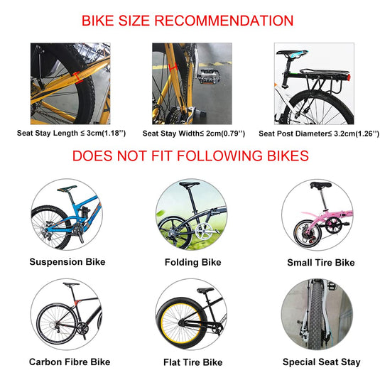 ROCKBROS Quick Release Rear Bike Rack, Aluminum Alloy Cargo Rack for Mountain Bikes