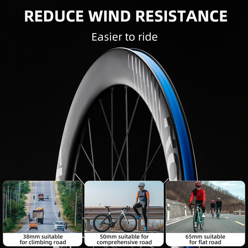 Load image into Gallery viewer, ROCKBROS 700c Carbon Fiber Disc Rim 38/50/65 mm  1.6-1.7 kg Clincher Wheelset
